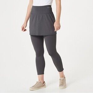 Zuda Active Z-Move Cropped Skirted Legging Charcoal Gray Women’s Size XXS Yoga